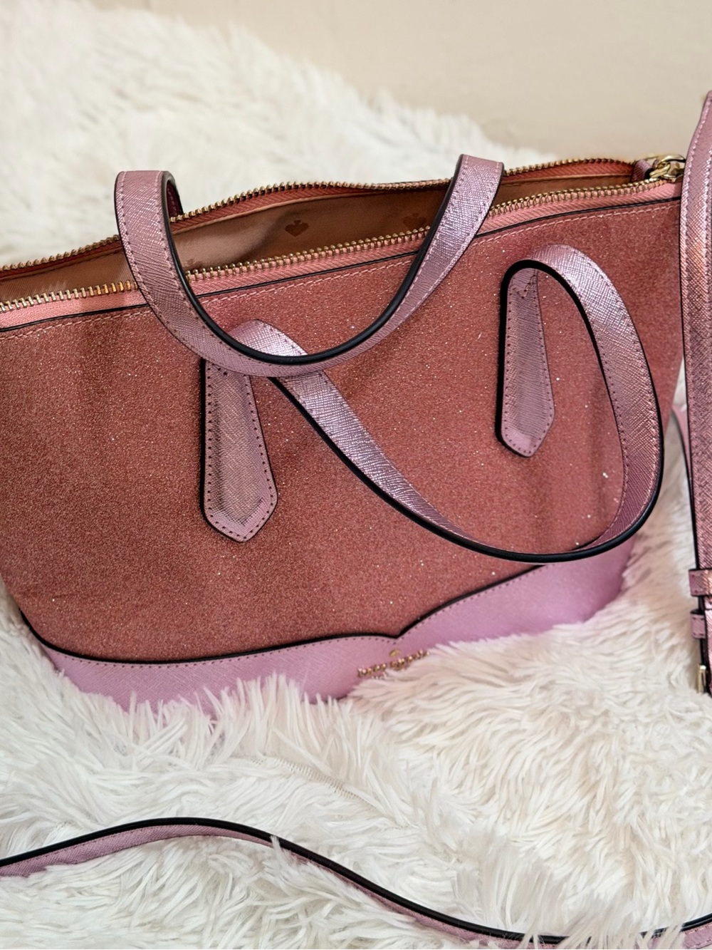 Kate spade Pink Sparkle Tote Bag with Shoulder Strap
